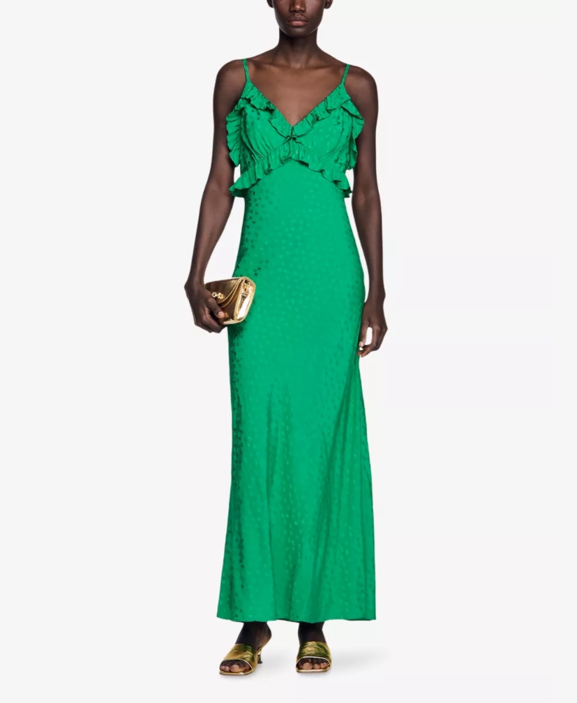 Jacquard Floral Motif Woven Maxi Dress