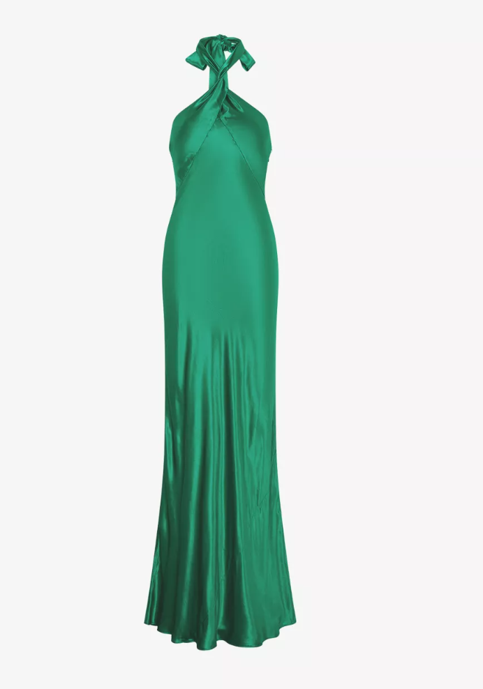 Arles Halterneck Satin Maxi Dress