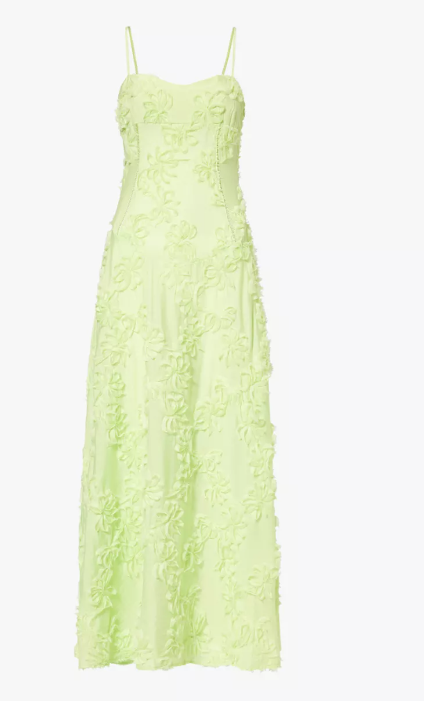 Sofia Chartreuse Flower Patch Maxi Dress