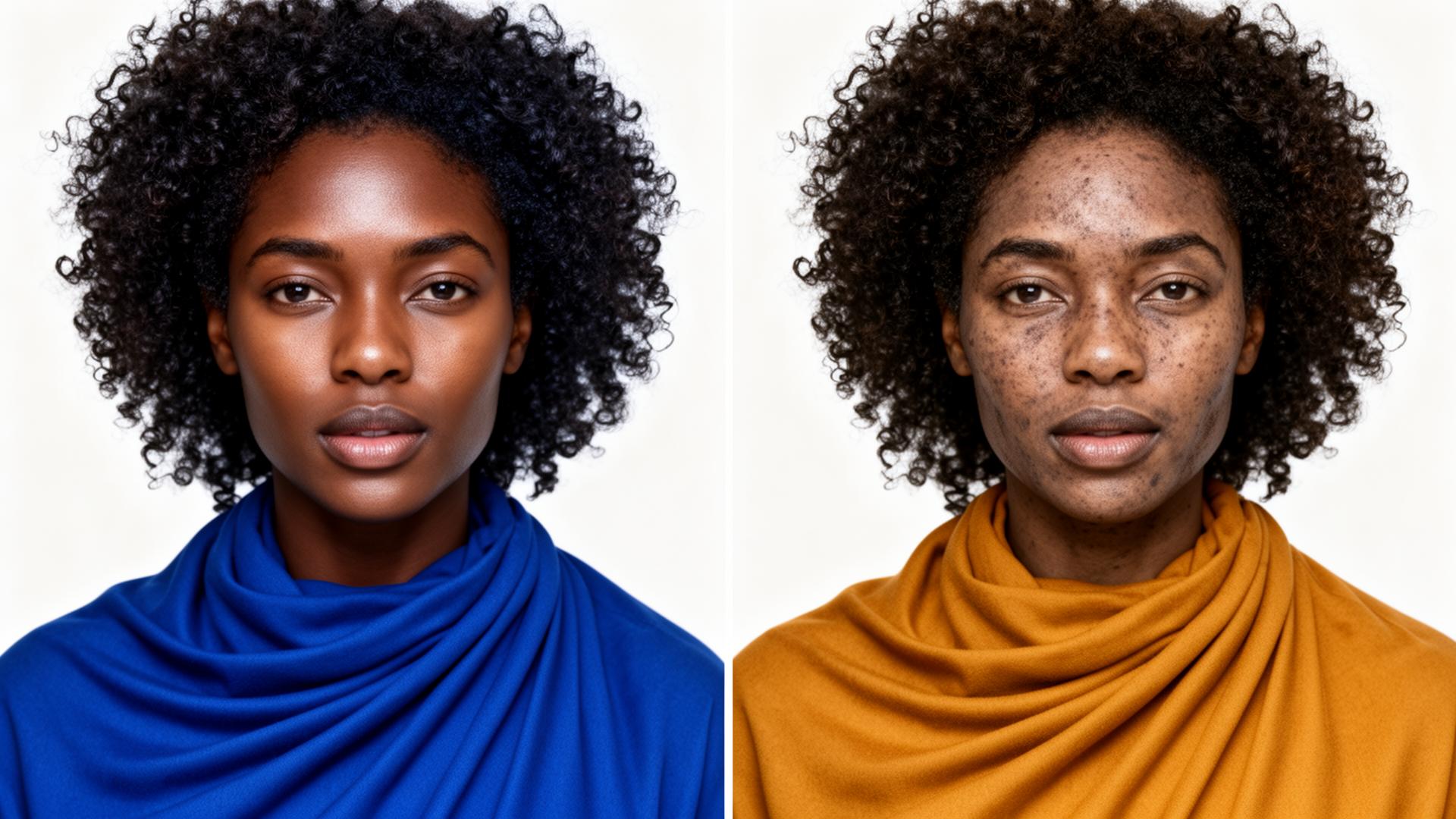 Cool-toned woman in jewel sapphire vs muddy mustard